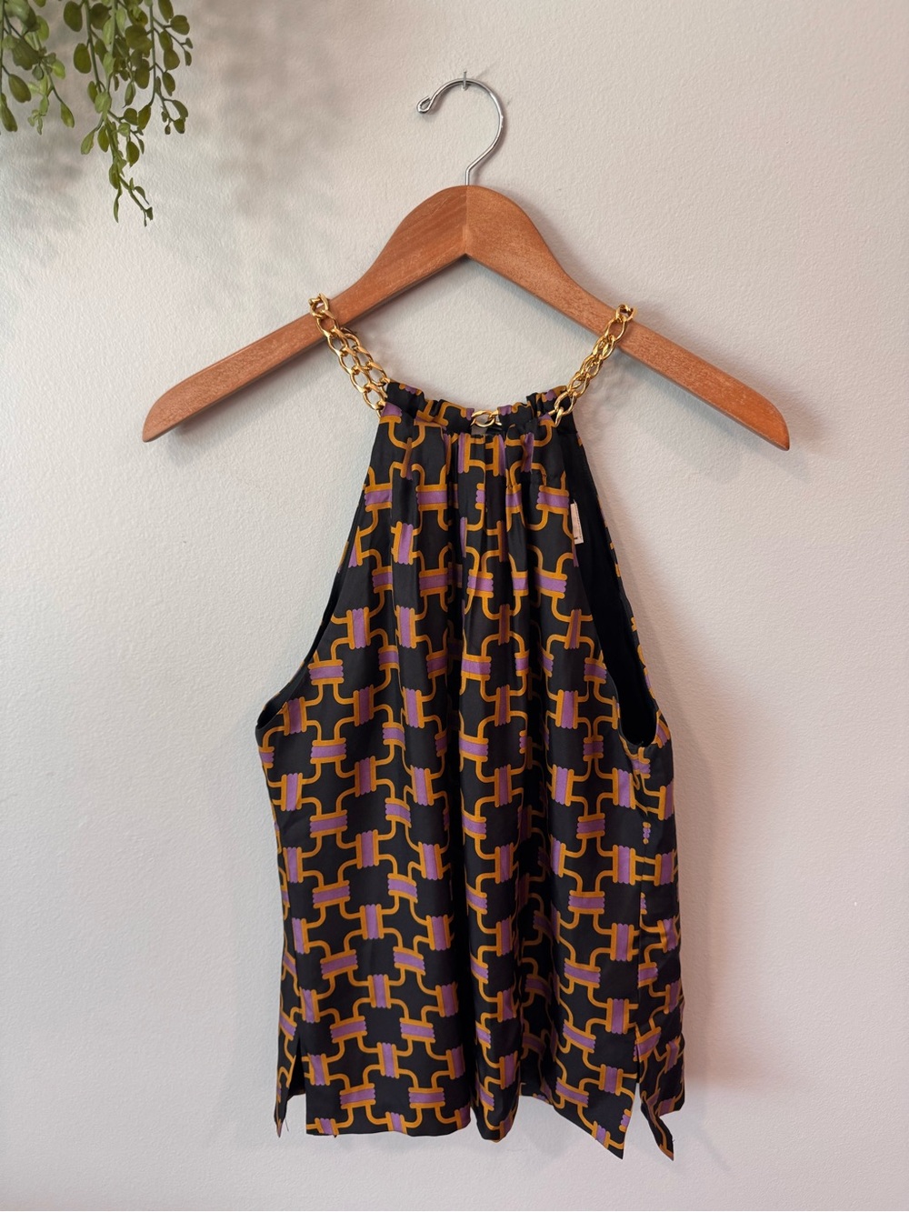 Milly Black Top with Pink and Yellow Print. Size 6